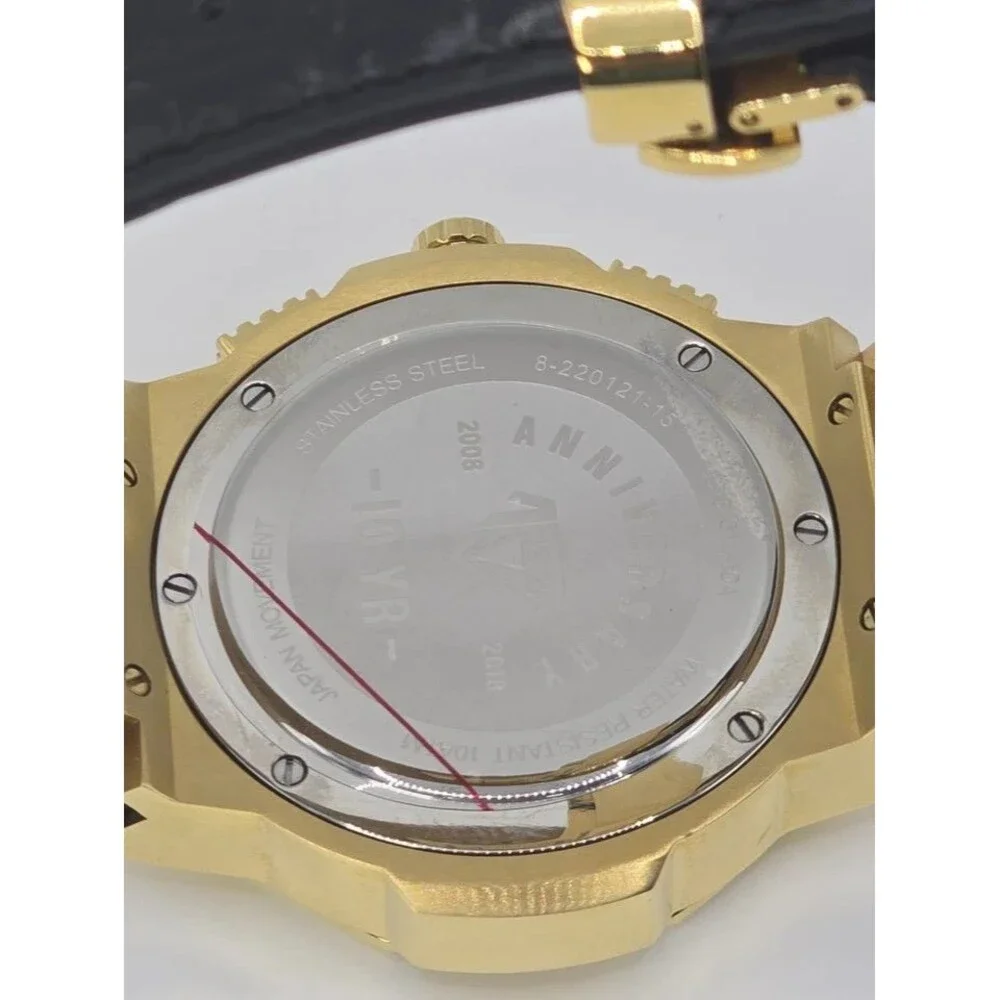JBW Men's 10-Year Anniversary Gold-Tone Diamond Chronograph Watch
